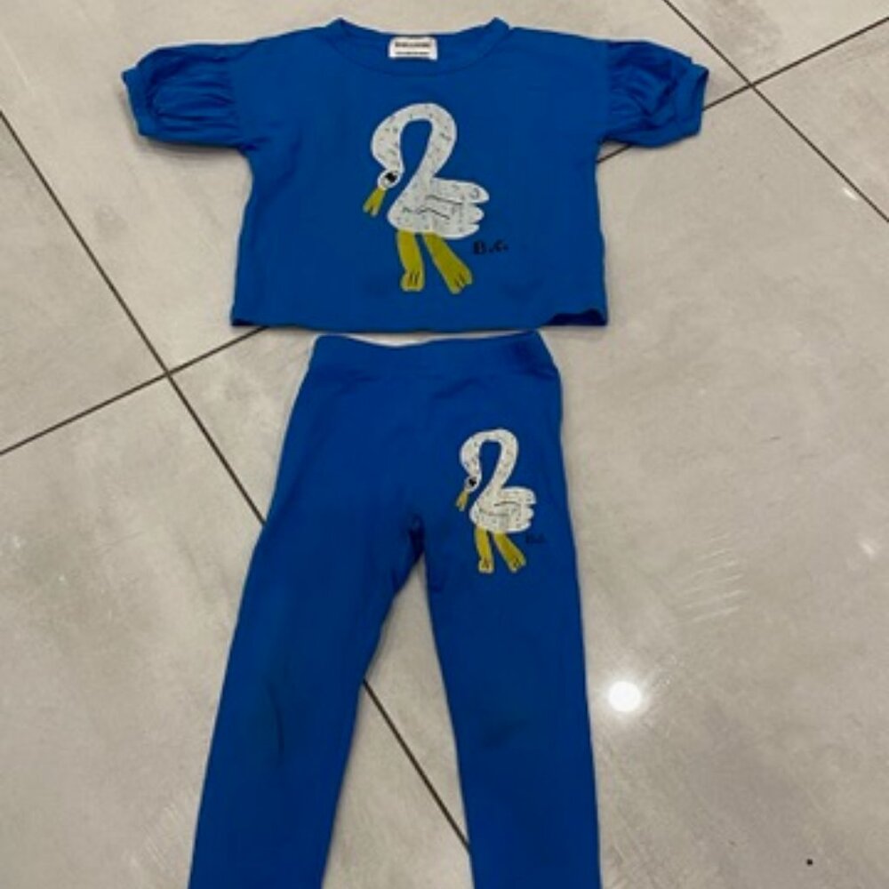 BOBO CHOSES BLUE FLAMINGO MATCHING T SHIRT AND PANTS